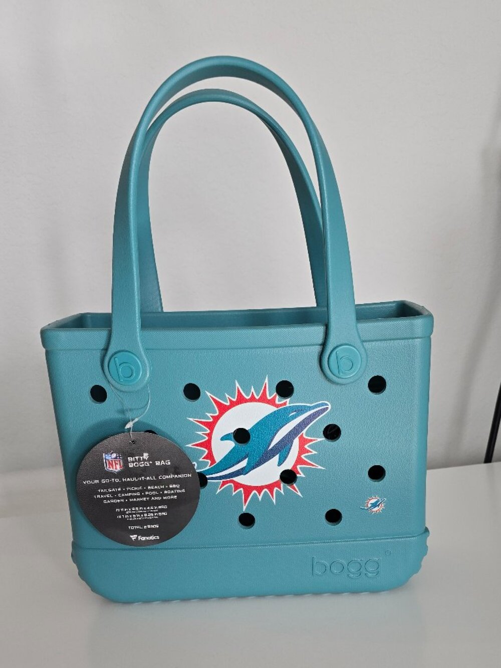 NWT BOGG NFL Miami Dolphins Bitty Bag Teal EVA Tote Beach Tailgate Bag